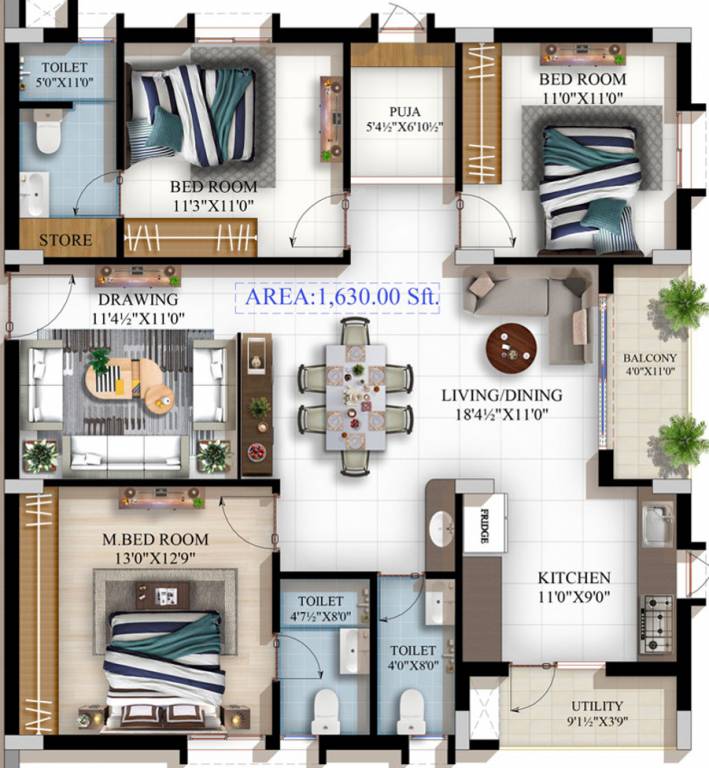 Sai Sri Sai Soukya (3BHK+3T (1,629.98 sq ft) 1629.98 sq ft)