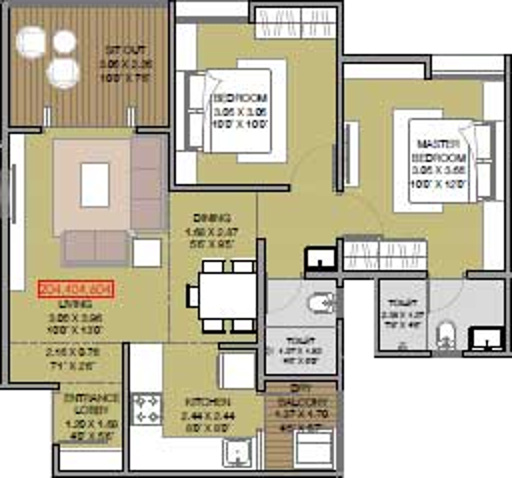 Majestique Euriska Building C (2BHK+2T (633.35 sq ft) 633.35 sq ft)