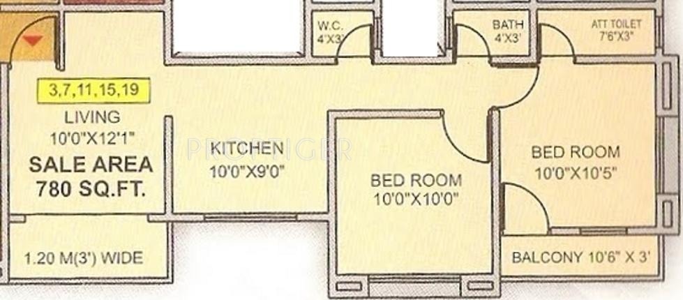 RK Nisarg Srushti (2BHK+2T (780 sq ft) 780 sq ft)