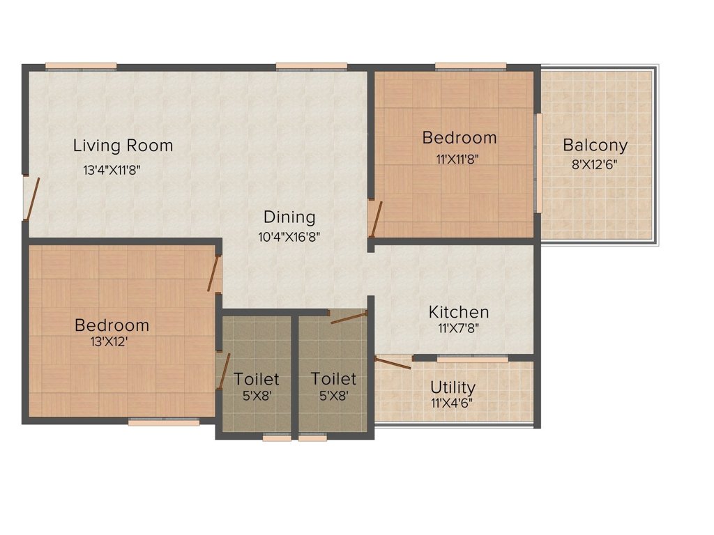 Midtown Rhythm (2BHK+2T (1,265 sq ft) 1265 sq ft)