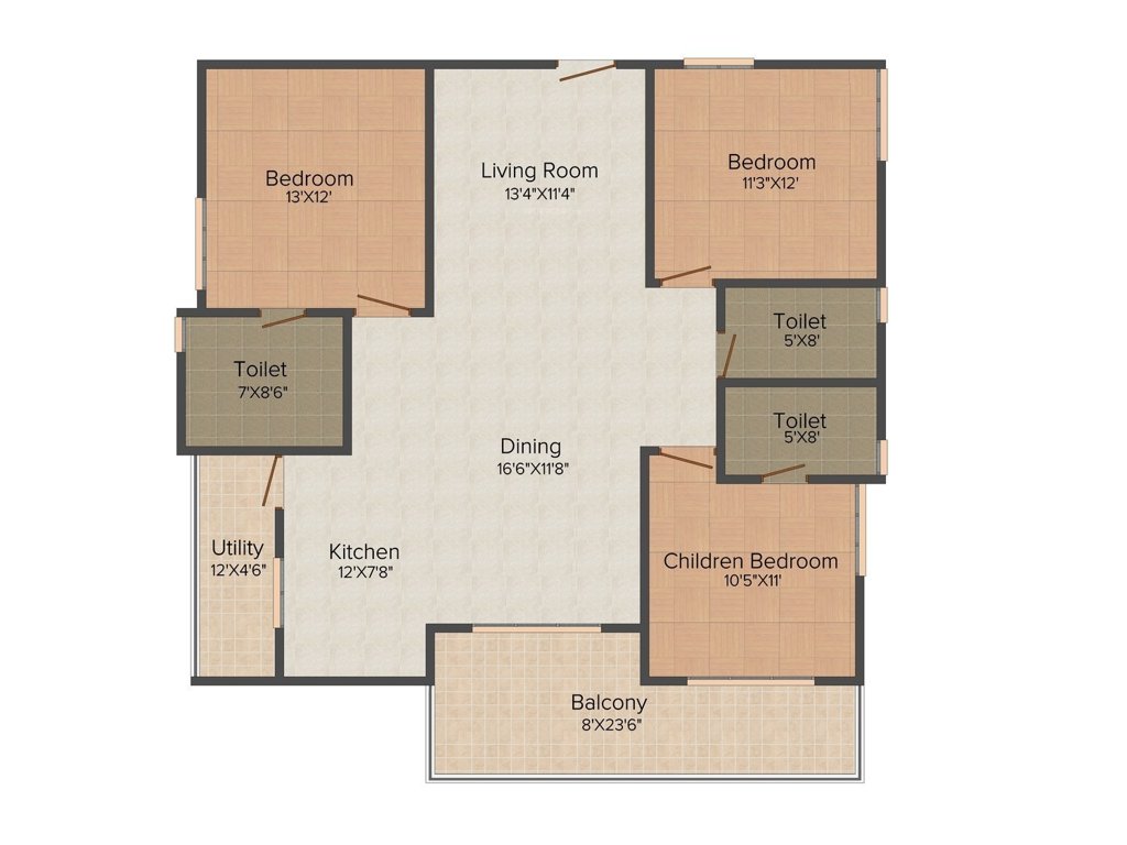 Midtown Rhythm (3BHK+3T (1,700 sq ft) 1700 sq ft)