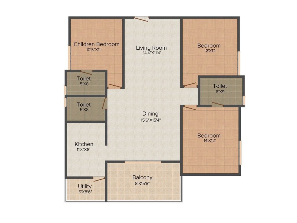 Midtown Rhythm (3BHK+3T (1,705 sq ft) 1705 sq ft)