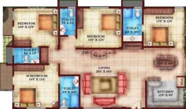 Shanders Villa Grande Floor Plan (4BHK+4T + Pooja Room)
