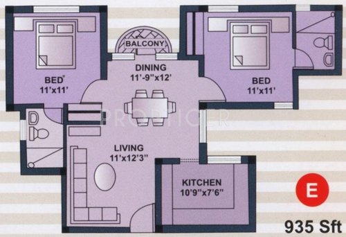 Jamals Sheridan Manor (2BHK+2T (935 sq ft) 935 sq ft)