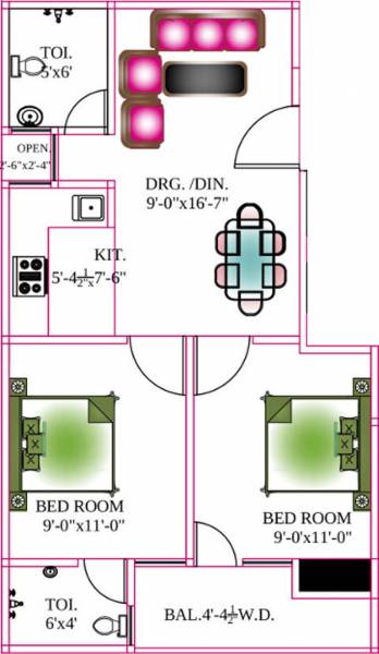 Basant Krishna Vatika (2BHK+2T (825 sq ft) 825 sq ft)