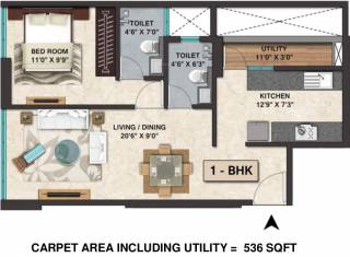 Ozone Mirabilis (1BHK+1T (536 sq ft) 536 sq ft)