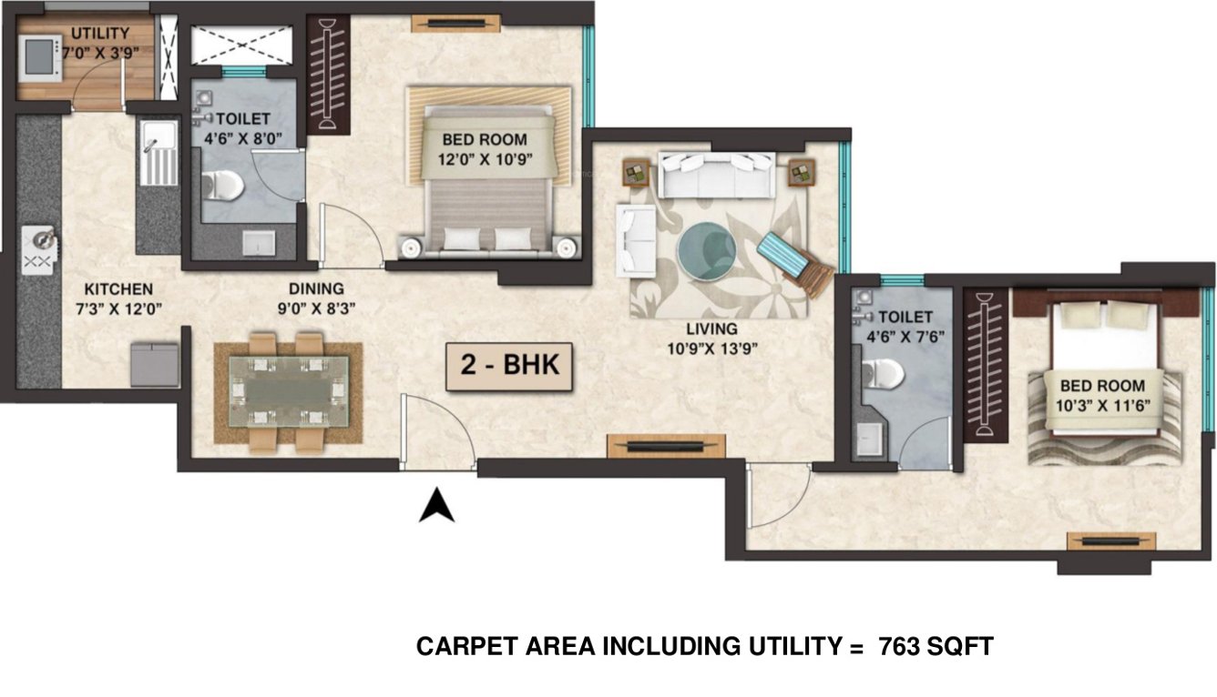 Ozone Mirabilis (2BHK+2T (763 sq ft) 763 sq ft)