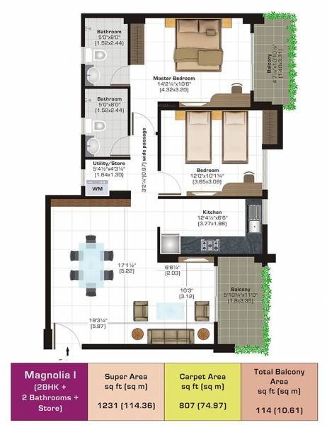 Ashiana Vrinda Gardens (2BHK+2T (806.86 sq ft) 806.86 sq ft)