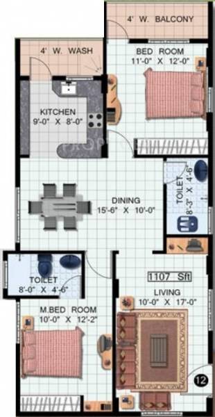 DSR Elegance (2BHK+2T (1,107 sq ft) 1107 sq ft) DSR Elegance (2BHK+2T (1,107 sq ft) 1107 sq ft)