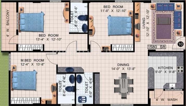 DSR Elegance (3BHK+3T (1,580 sq ft) 1580 sq ft) DSR Elegance (3BHK+3T (1,580 sq ft) 1580 sq ft)