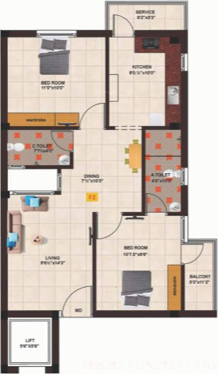 Kosma Anjaneya Enclave (2BHK+2T (1,073 sq ft) 1073 sq ft)