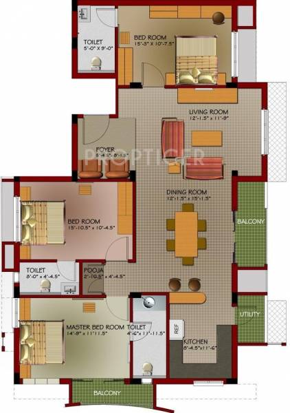 AKS Sunfields (3BHK+3T (1,870 sq ft)   Pooja Room 1870 sq ft)