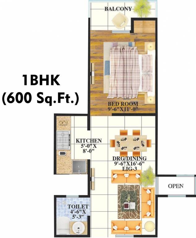 Unione Unione Residency (1BHK+1T (600 sq ft) 600 sq ft)