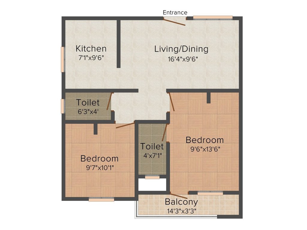 Ruby Homes (2BHK+2T (805 sq ft) 805 sq ft)