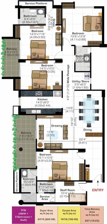 Ashiana Vrinda Gardens (4BHK+3T (1,618.89 sq ft) 1618.89 sq ft)