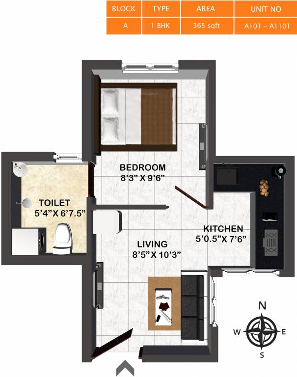 Vijay Raja Exurb (1BHK+1T (365 sq ft) 365 sq ft)