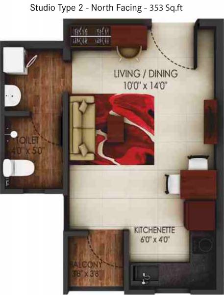 Urbanrise Code Name Million Carats (1BHK+1T (353 sq ft) 353 sq ft)