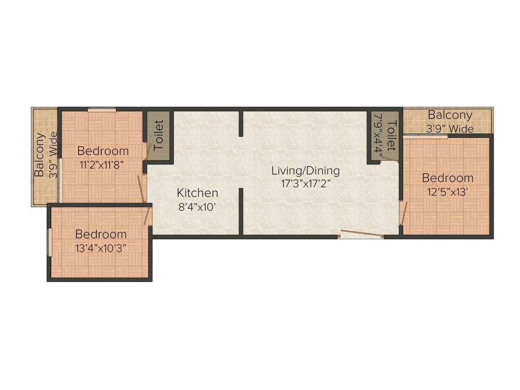 Ames Jessore (3BHK+2T (1413 sq ft) 1413 sq ft)