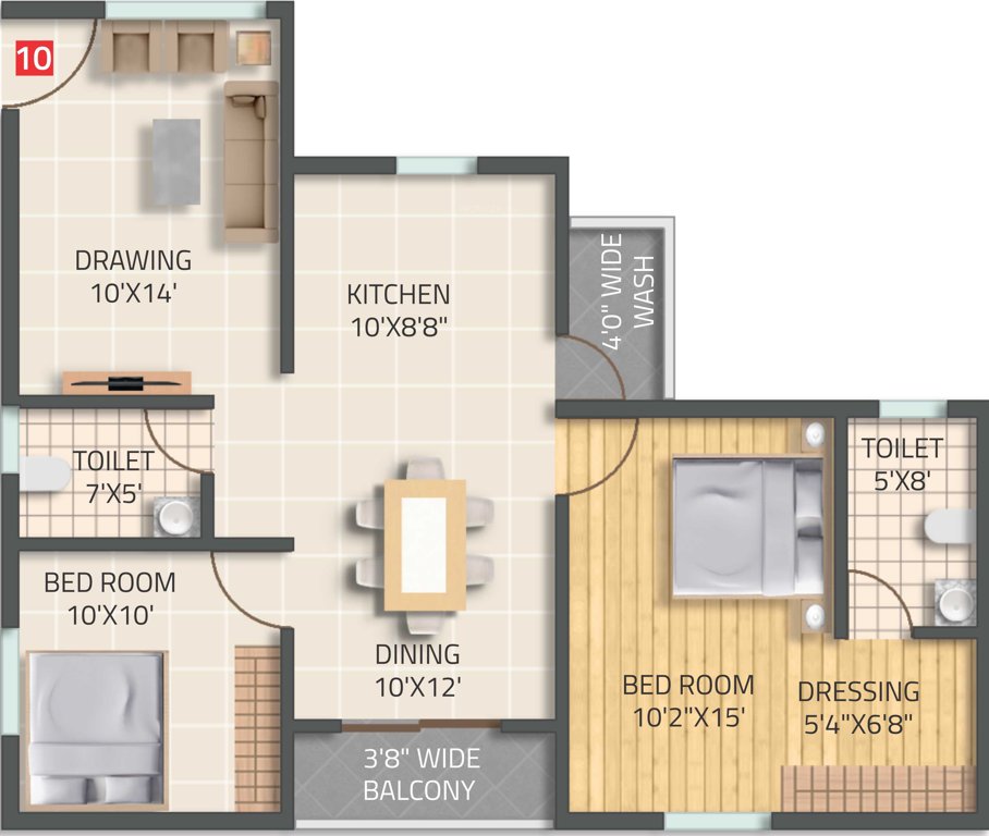 S And M SM Gardenia (2BHK+2T (1,100 sq ft) 1100 sq ft)