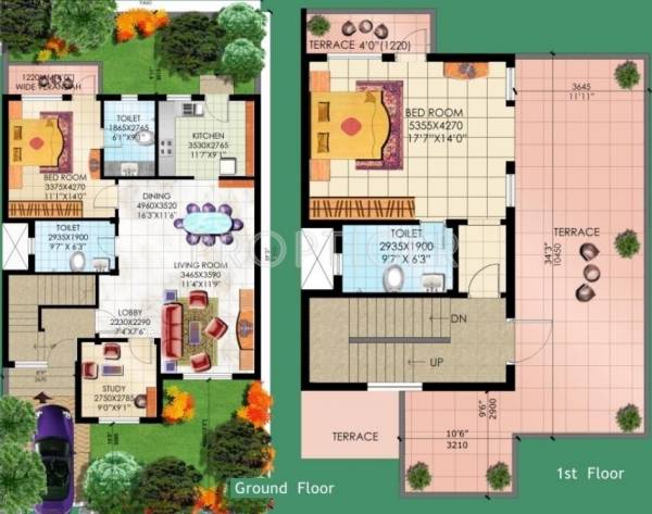 Sahara Samatva Bunglow Floor Plan (2BHK+2T)