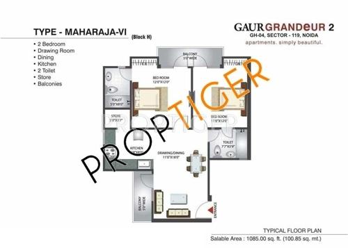 Gaursons Grandeur 2 (2BHK+2T (1,085 sq ft) 1085 sq ft) Gaursons Grandeur 2 (2BHK+2T (1,085 sq ft) 1085 sq ft)