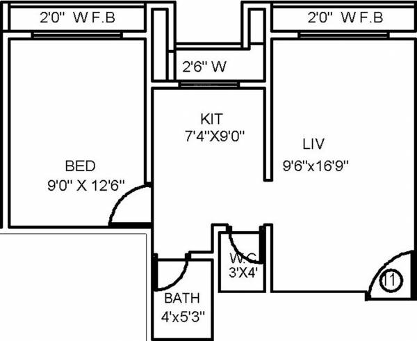 Aditya Apartments Building C (1BHK+1T (345 sq ft) 345 sq ft)