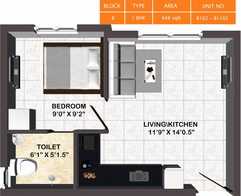 Vijay Raja Exurb (1BHK+1T (448 sq ft) 448 sq ft)