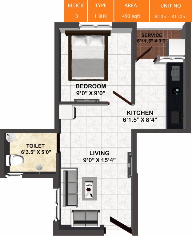 Vijay Raja Exurb (1BHK+1T (493 sq ft) 493 sq ft)