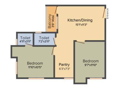 B S Byooklyn (2BHK+2T (860 sq ft) 860 sq ft)
