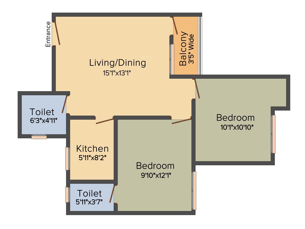 B S Byooklyn (2BHK+2T (855 sq ft) 855 sq ft)