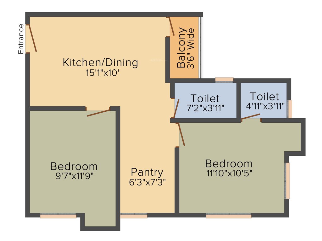 B S Byooklyn (2BHK+2T (825 sq ft) 825 sq ft)