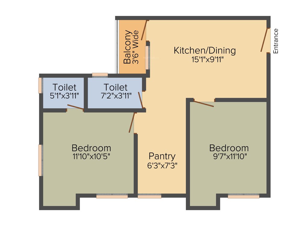 B S Byooklyn (2BHK+2T (827 sq ft) 827 sq ft)