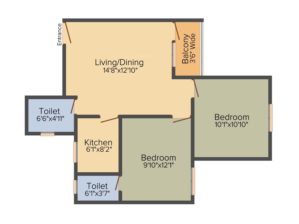 B S Byooklyn (2BHK+2T (842 sq ft) 842 sq ft)