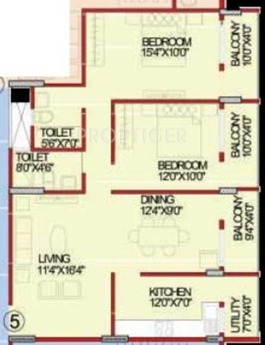 RNG Icon (2BHK+2T (1,115 sq ft) 1115 sq ft)