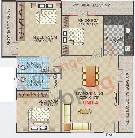 Vishnu Rajsri (3BHK+3T (1,678 sq ft) 1678 sq ft)