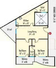 Happy Fortuna (2BHK+2T (1,374 sq ft) 1374 sq ft)