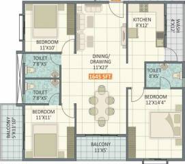 Ruchira Iris (3BHK+3T (1,645 sq ft) 1645 sq ft) Ruchira Iris (3BHK+3T (1,645 sq ft) 1645 sq ft)