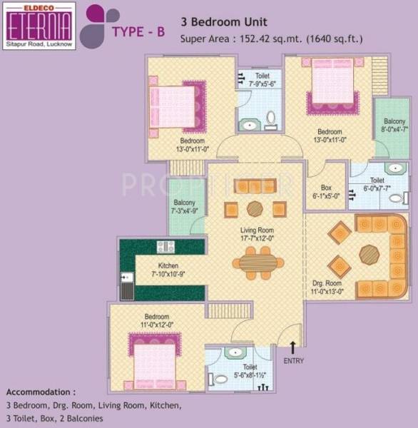 Eldeco Eternia (3BHK+3T (1,640 sq ft) 1640 sq ft) Eldeco Eternia (3BHK+3T (1,640 sq ft) 1640 sq ft)