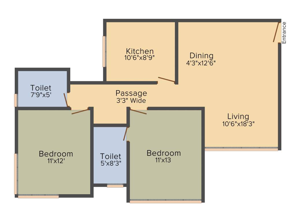 RNA NG Eclat (2BHK+2T (801 sq ft) 801 sq ft)