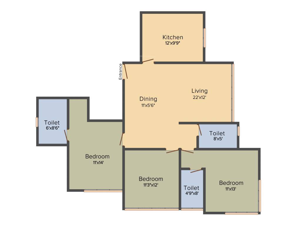 RNA NG Eclat (3BHK+3T (1,118 sq ft) 1118 sq ft)