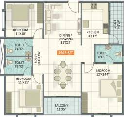 Ruchira Iris (3BHK+3T (1,565 sq ft) 1565 sq ft) Ruchira Iris (3BHK+3T (1,565 sq ft) 1565 sq ft)