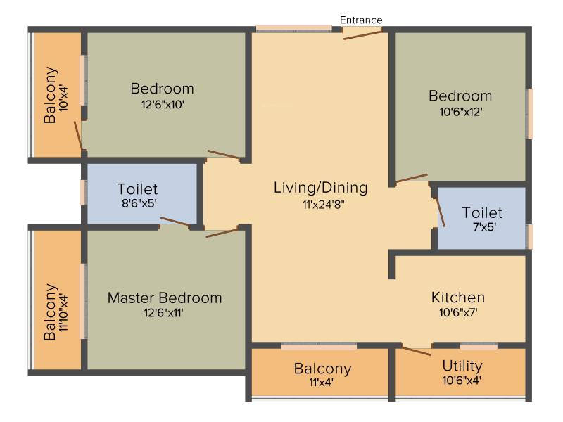 Sanjeevini Sanctuary (3BHK+2T (1,401 sq ft) 1401 sq ft)