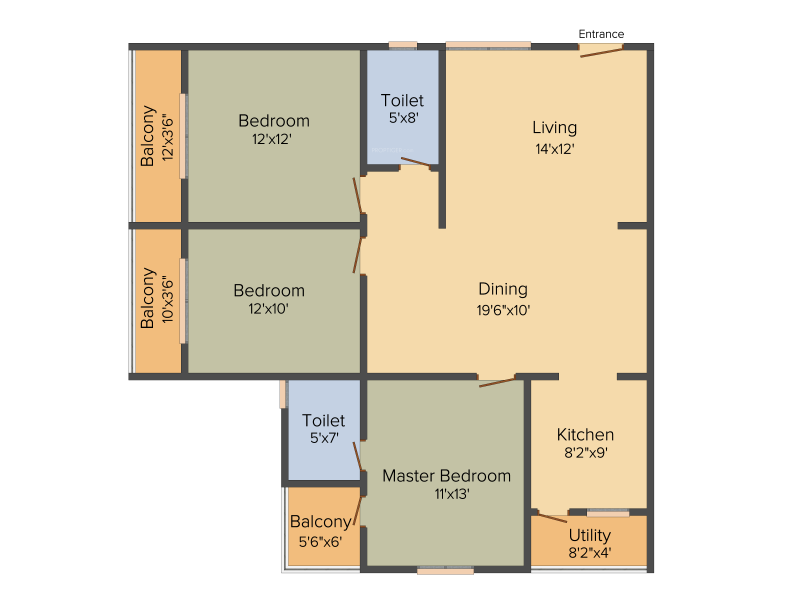 Sanjeevini Sanctuary (3BHK+2T (1,511 sq ft) 1511 sq ft)