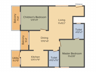Sanjeevini Sanctuary (2BHK+2T (1,175 sq ft) 1175 sq ft)