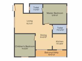 Sanjeevini Sanctuary (2BHK+2T (1,075 sq ft) 1075 sq ft)