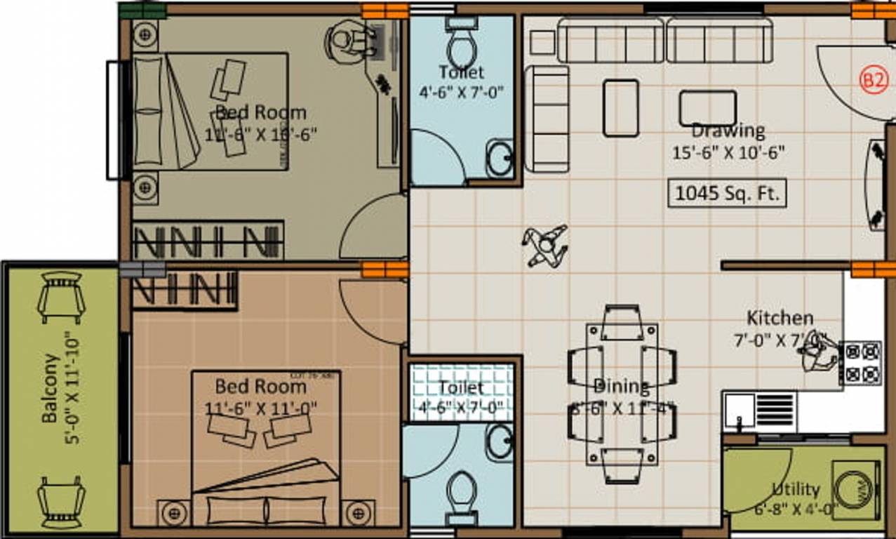 Hilife Nature (2BHK+2T (1,045 sq ft) 1045 sq ft)