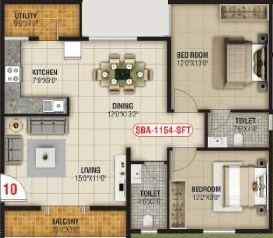 North East Platinum (2BHK+2T (1,154 sq ft) 1154 sq ft)
