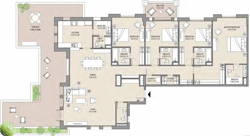 Dubai Rahaal (4BHK+4T (3,409 sq ft) + Servant Room 3409 sq ft)