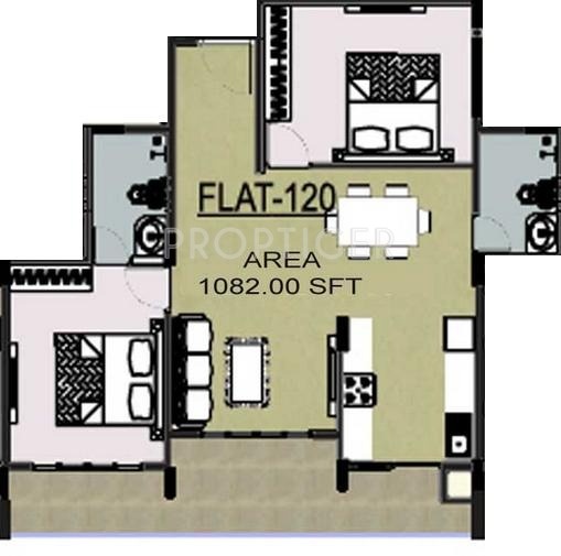 Mahaveer Carnation (2BHK+2T (1,082 sq ft) 1082 sq ft)