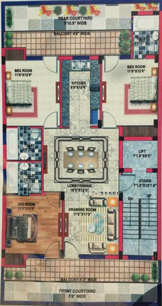 Lord Krishna Royal Floors 4 (3BHK+3T (1,600 sq ft) 1600 sq ft)